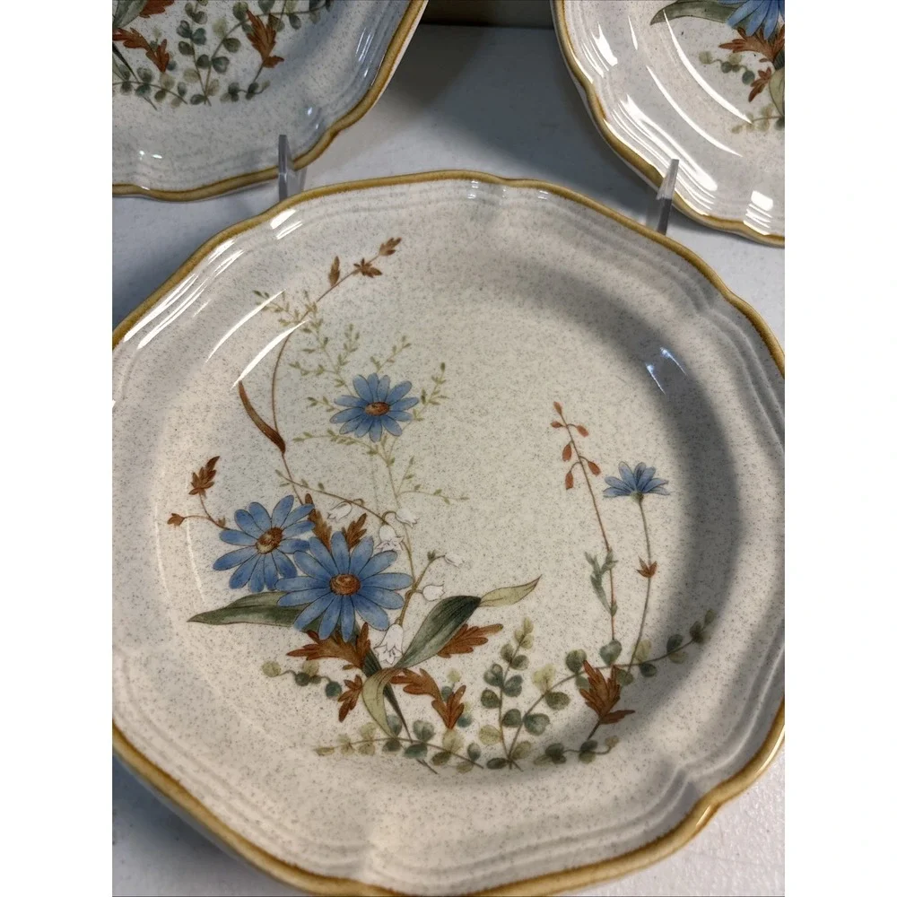 Mikasa Stoneware Blue Daisies‎ Salad Plates 8